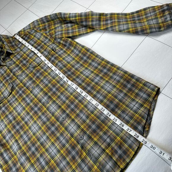 Marmot Shirt Mens Small Gray Yellow Plaid Casual Button Up Hiking Active Trail - Picture 7 of 9